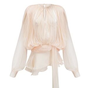 NWT EUGENIE FULLY PLEATED RUFFLED MINI DRESS IN NEUTRALS SIZE SMALL Miss Rosier